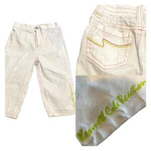 Kenneth Cole Reaction straight leg white jeans embroidered logo. Size 3T.